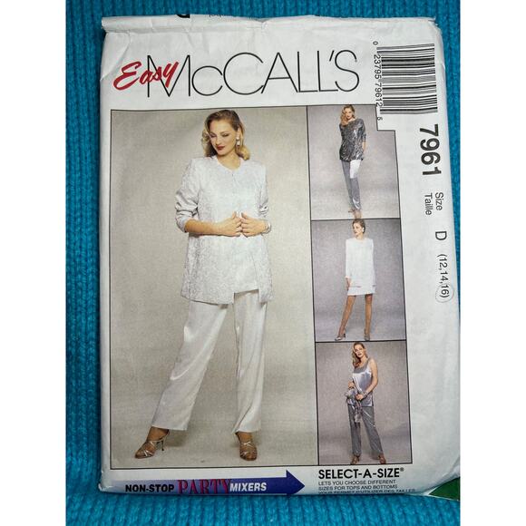 McCalls 7961 Sewing pattern jacket dress top tunic pull on pants size 12 14 16 - Picture 1 of 7
